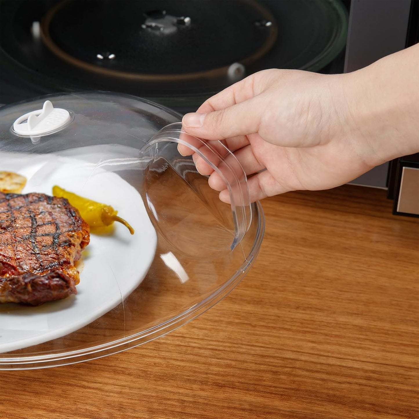 WENWELL Microwave Splatter Cover for Food,Clear Microwave Splash Guard Cooker lid with Handle,Dish bowl Plate Serving Cover Home Kitchen Essential,BPA-Free,Saft Plastic