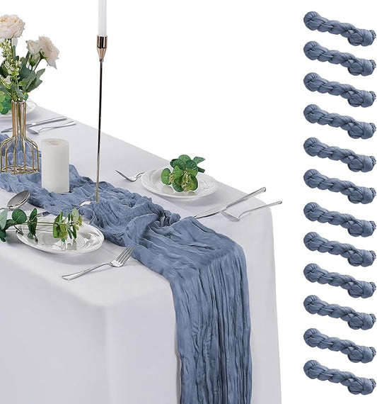 12 Pack Cheesecloth Table Runner 9ft,17 x 108 inch Gauze Table Runner Rustic Romantic Wedding Runner for Wedding Bridal Shower Fall Decoration,Ivory