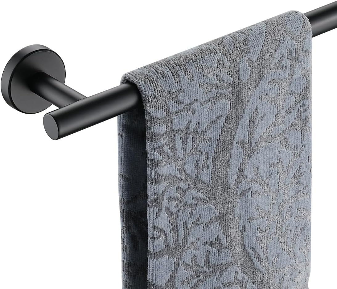 JQK Black Bath Towel Bar, 33 Inch 304 Stainless Steel Thicken 0.8mm Towel Rack Bathroom, Towel Holder Matte Black Wall Mount, Useable Length 30 Inch, TB110L30-PB