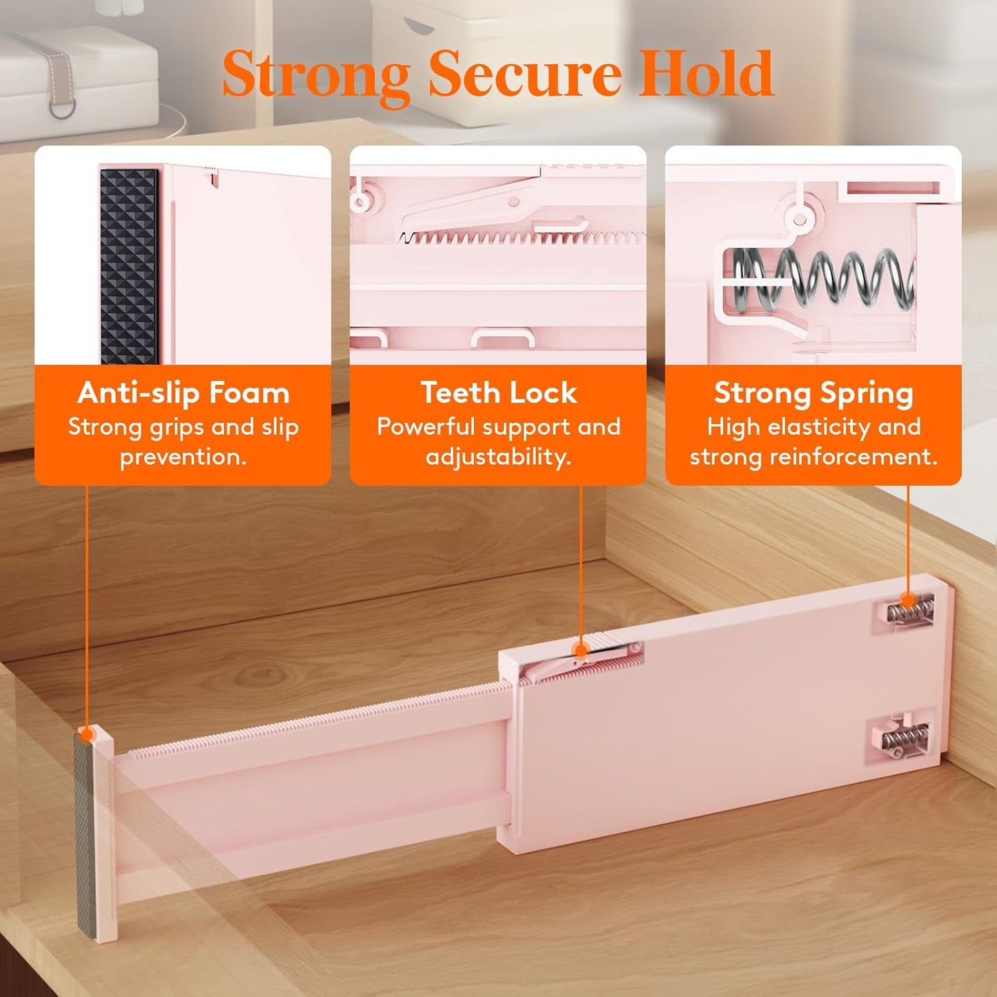 Lifewit 24 Pack Drawer Dividers 4" High, 11-17" Adjustable Dresser Drawer Organizers for Clothes, Expandable Dresser Separators in Bedroom/Bathroom/Kitchen/Vanity/Office Organization and Storage,Pink