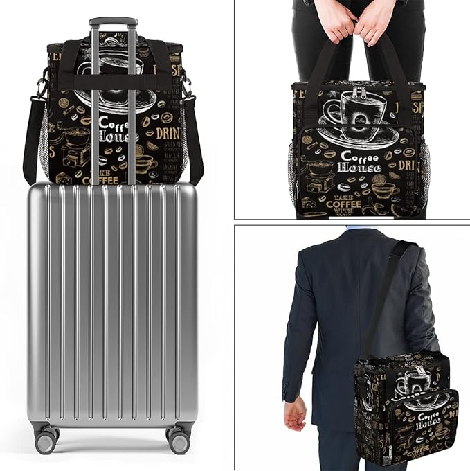 cfpolar Coffee Maker Storage Bag, Waterproof Travel Carrying Storage Tote Bag Organizer Case, Compatible with K-Mini or K-Mini Plus, And Suitable for Other Accessories， With Pockets for K-Cup Pods