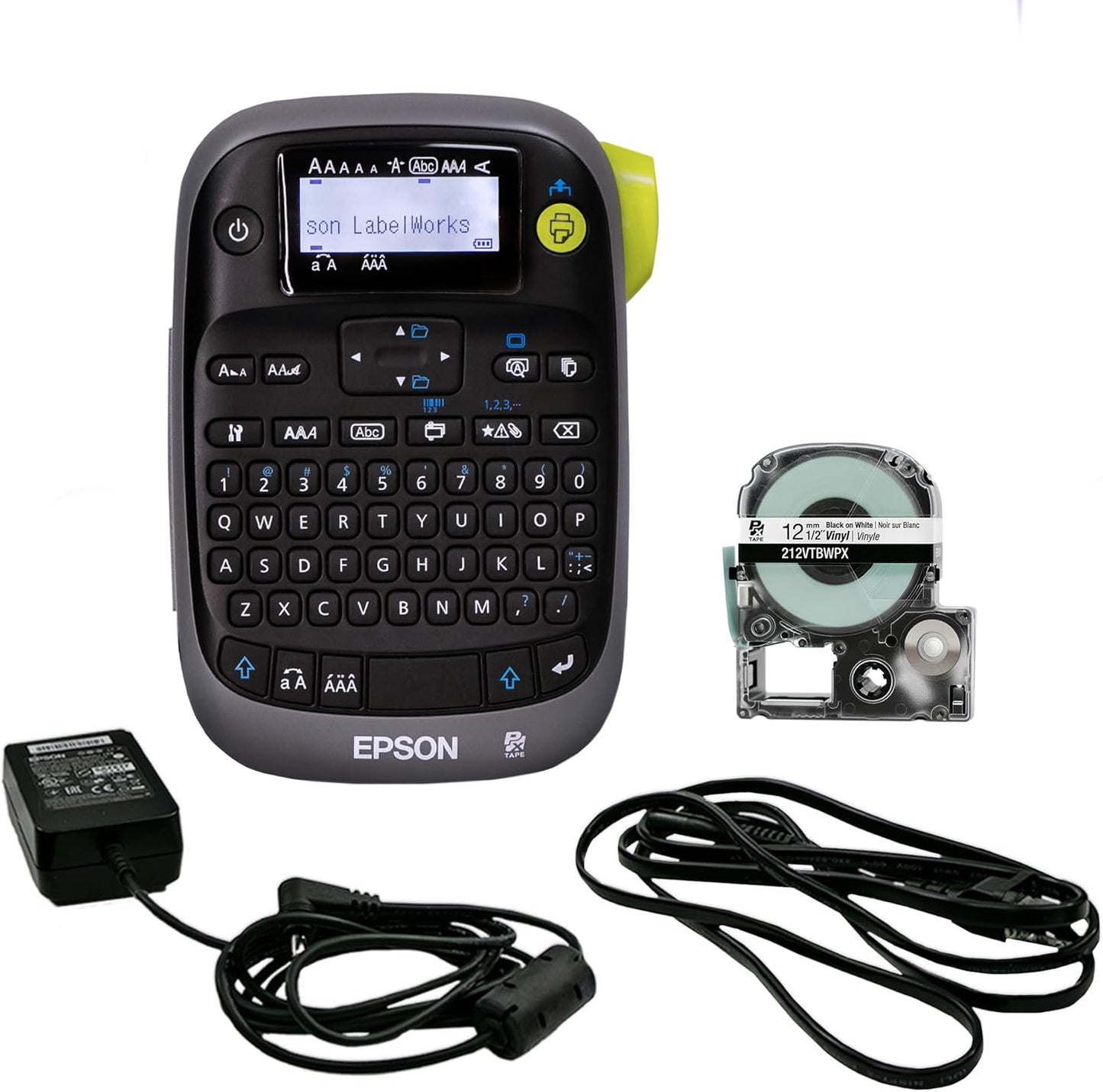 LABELWORKS Epson LW-PX300ADPT Industrial Label Maker for Office with Adapter – Sticker Labels, Magnetic Label Compatible, Only Uses 203 and 205 Shrink Tubes, Label Printer & Adapter