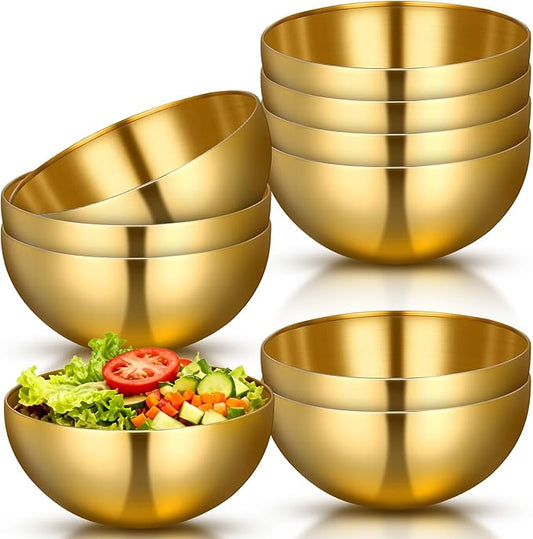 10 PCS Gold Mixing Bowls, 5.9 Inch Gold Serving Bowls Decorative Metal Stainless Steel Bowl Facial Bowl Esthetician for Mixing, Soup, Dessert, Cereal, Fruit, Snack, Christmas