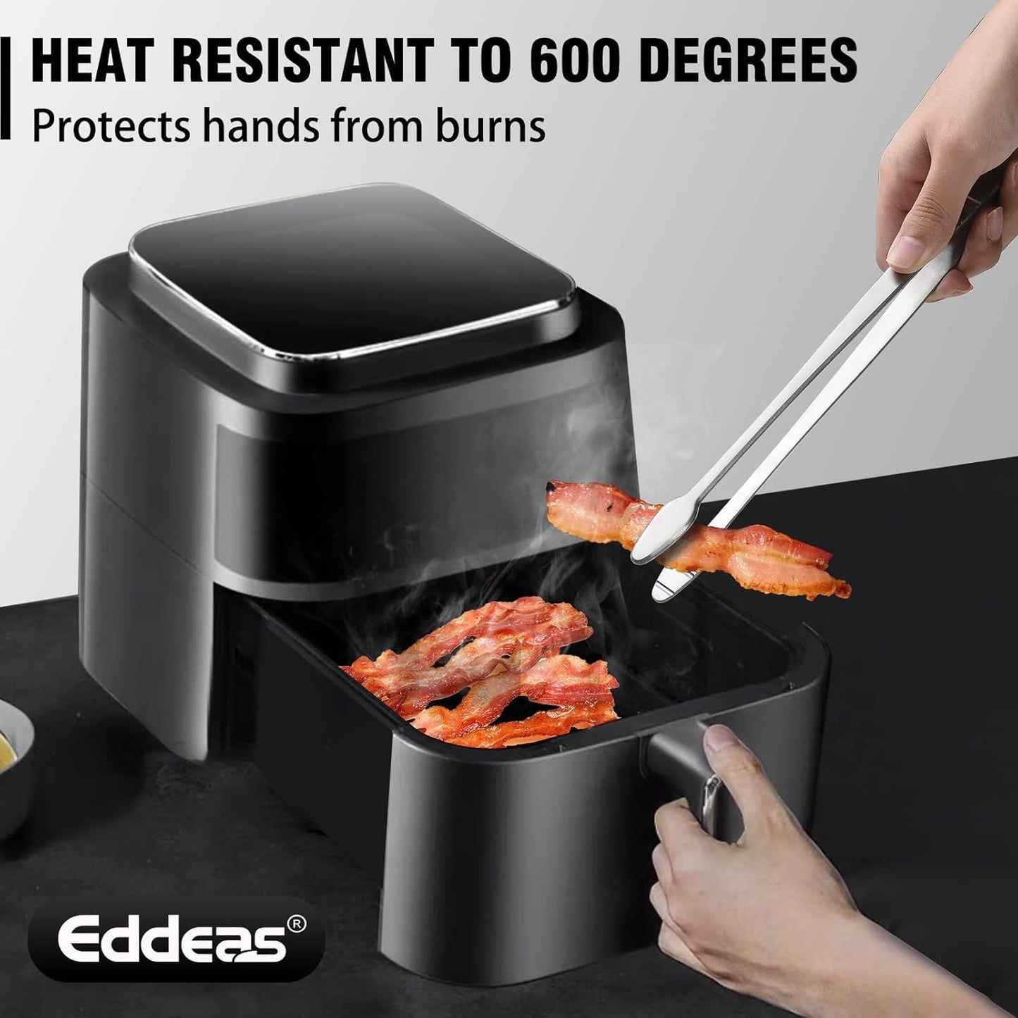 Tongs For Cooking - Heat Resistant 600 Degrees, All Metal Kitchen Tweezers Tongs, Heavy Duty Stainless Steel Cooking for Food, Grill, BBQ, Dishwasher safe Set of 4 (12" & 9in)