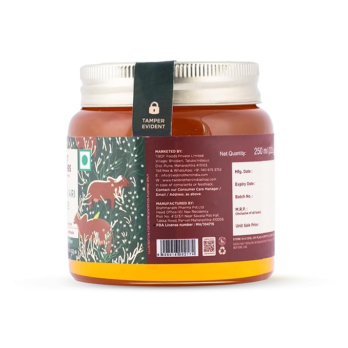 TWO BROTHERS ORGANIC FARMS Amorearth Natural A2 Cultured Shatavari Ghee, Desi Gir Cow, Cultured And Handmade 250 ml (Pack Of 1)