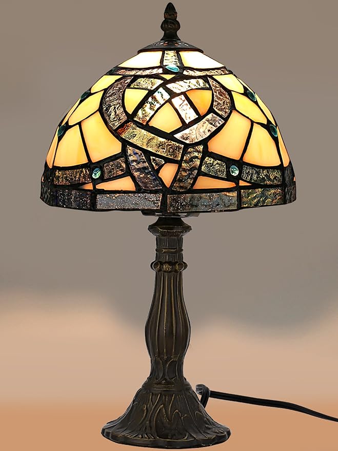 KY&BOSAM Tiffany Table Lamps Irish Celtic17500 Lumens UL Style Light Stained Glass Lamp Shade +E26 Bulb Holder+ Metal Base 8*8*14Inch Family Bedroom Living Room Office Memory St Patrick's Day Decor