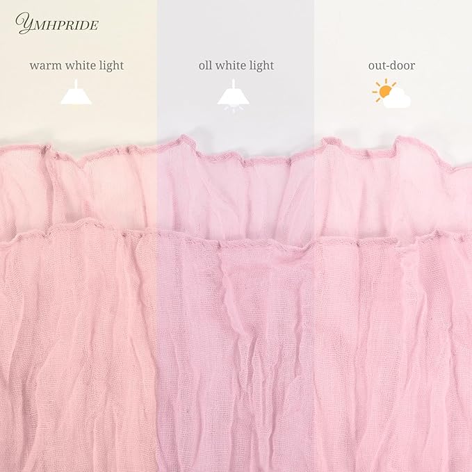 12 Pack Cheesecloth Table Runner 35 x 70 inch Long Boho Cheese Cloth Gauze Table Runners Semi Sheer Table Runner for Wedding Decor, Bridal Shower, Birthday Party (Light Pink)
