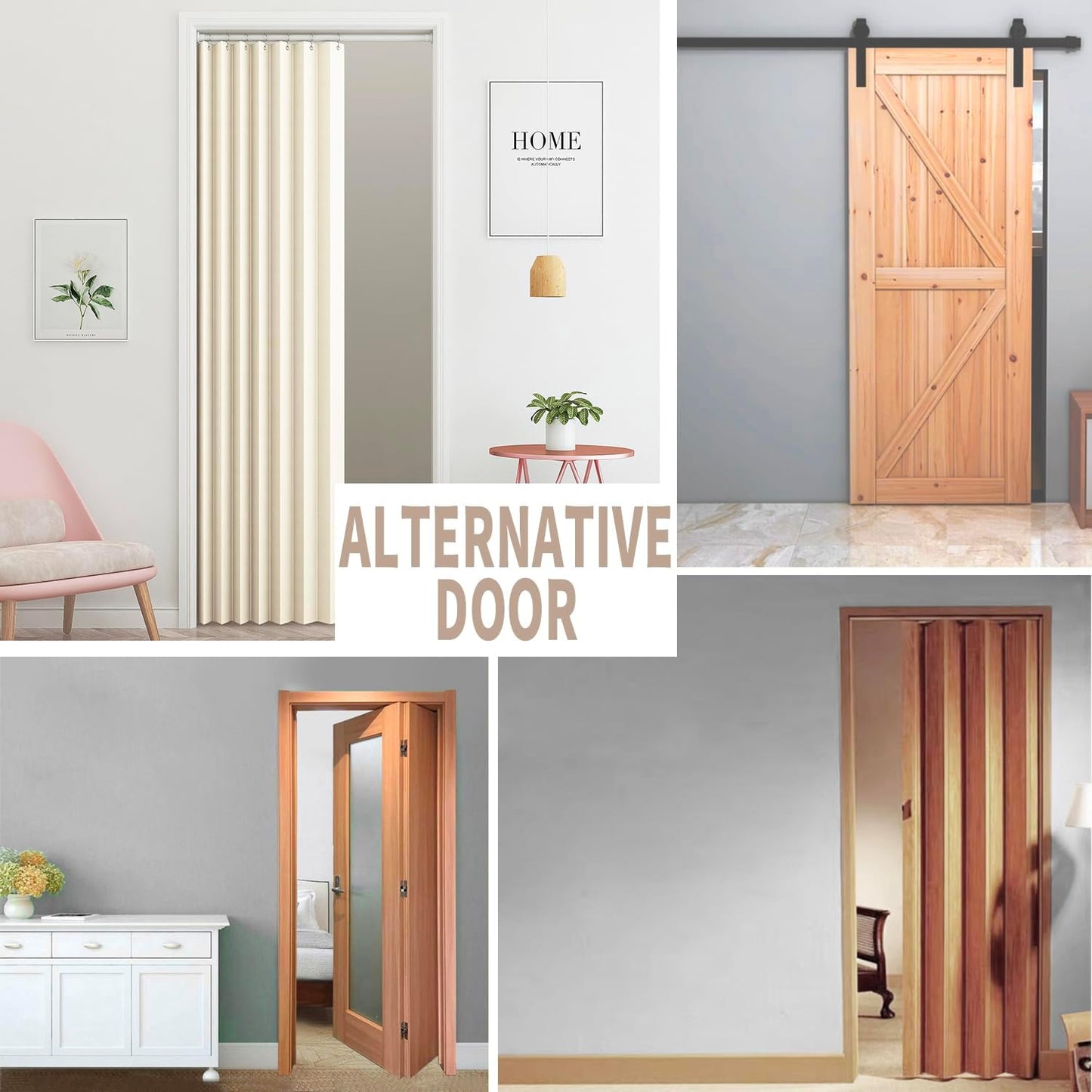 Vatge Closet Curtain for Open Closet, Folding Accordion Door Curtains for Closets Without Door, Privacy Curtain for Doorway, 1 Panel with Tieback, W39 x L78, Butter Cream