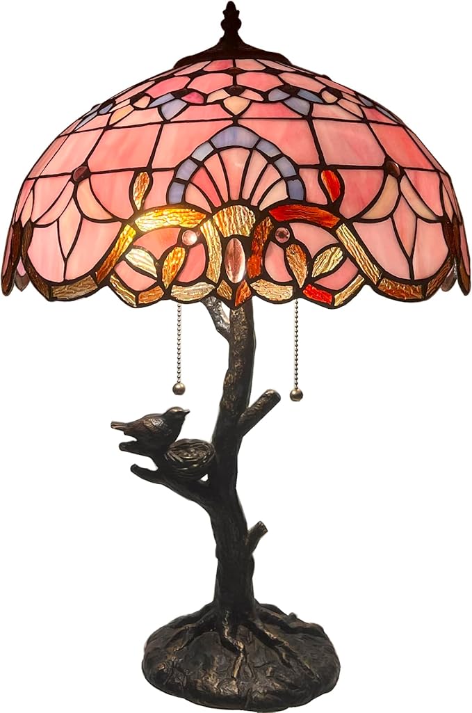 Table Lamp Base Replacement Only, Wide 7 Height 23 Inch, Fit for 12, 14, 16, 18 Inch Tiffany Style Stained Glass Lampshade, Dark Bronze Finish, Resin, Pull Chain Switch(F (W7H23 Inch))
