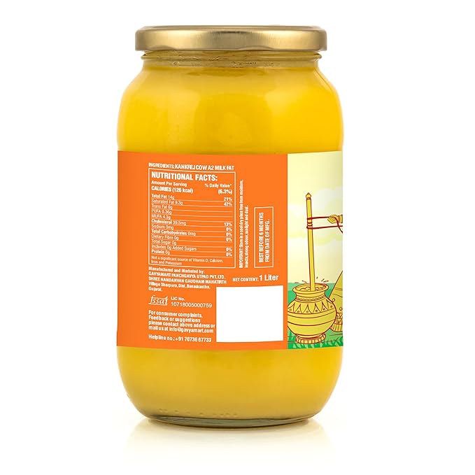 Gavyamart Vedic Bilona Cow Ghee ,Grassfed Ghee – Pasture Raised, Hand Crafted Clarified Butter Made Using Traditional Bilona Method Desi Ghee Jar 500ML (16 flOz)