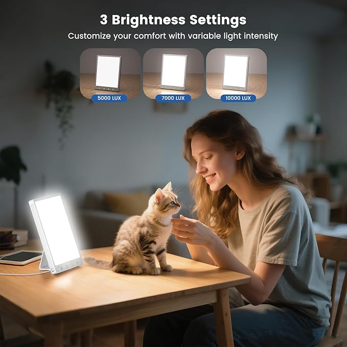 10000 Lux Light Therapy Lamp - Full Spectrum Therapy Light, 3 Color Temperature & Wall Mount Therapy Lamp, Portable Daylight Lamp for Home & Office, Memory Function & Touch Control.