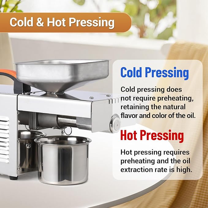 900W Electric Oil Press Machine, Automatic Cold & Hot Oil Extractor with 304 Stainless Steel, Home Oil Maker for Peanut, Sesame, Walnut, Almond, Pumpkin Seed, Rapeseed
