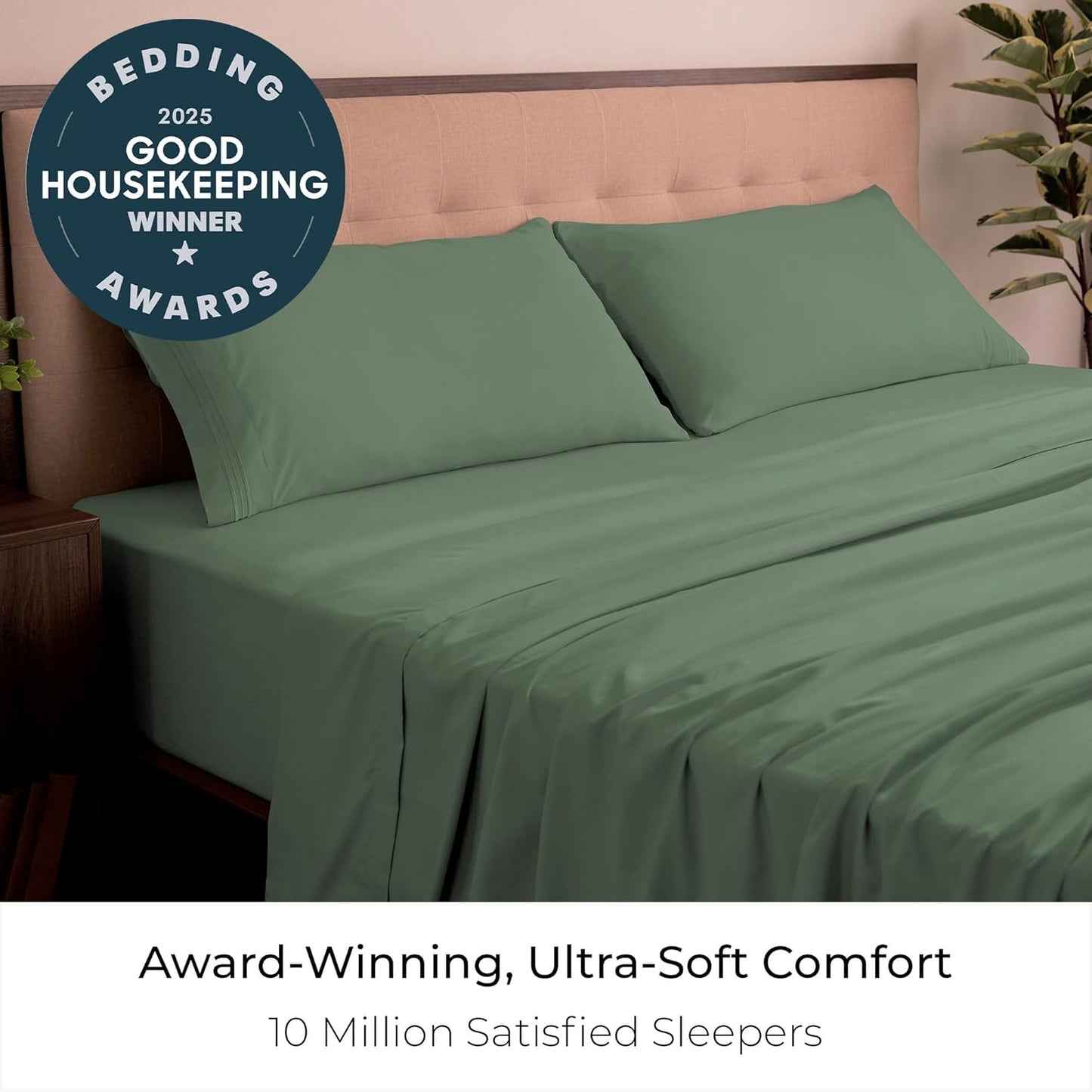 Mellanni California King Sheets Set - 4 PC Iconic Collection Bedding - Hotel Luxury, Extra Soft, Cooling Bed Sheets - Wrinkle, Fade, Stain Resistant (Cal King, Sage)