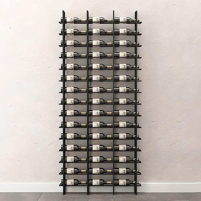 Large Wall Mount Wine Rack, 16 Tier 48 Bottle Wine Storage Organizer Display Holder, Modern Metal Wine Storage for Wine Cellars, Home Bars, Kitchens, and Dining Rooms