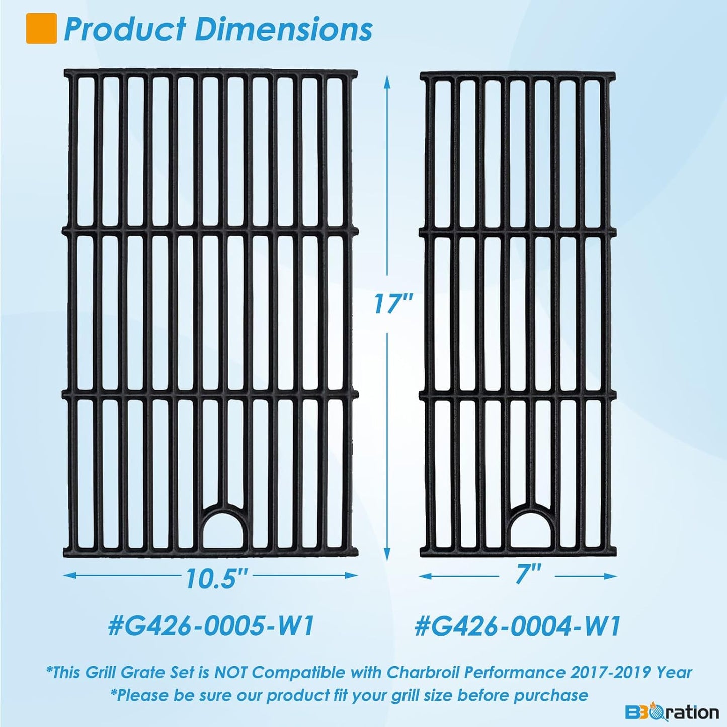 Grill Parts for Charbroil Performance 5 Burner 463448021 463449021 463450022 463451022 463455021, 17 inch Cooking Grate, Burner and Heat Plate for Charbroil Grill Replacement Parts