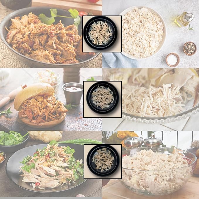 Chicken and Meat Shredder with Clear Lid, Black, 180-Degree Rotating Cover, 3 Shredding Levels, Kitchen Food Processor