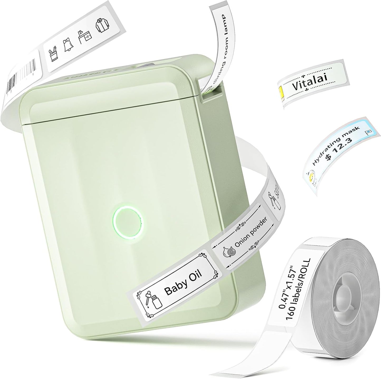 NIIMBOT D110 New Version Label Maker Machine with Tape, Handheld Bluetooth Label Printer, Mini Thermal Printer, Sticker Maker for Organizing Home Kitchen School, Green