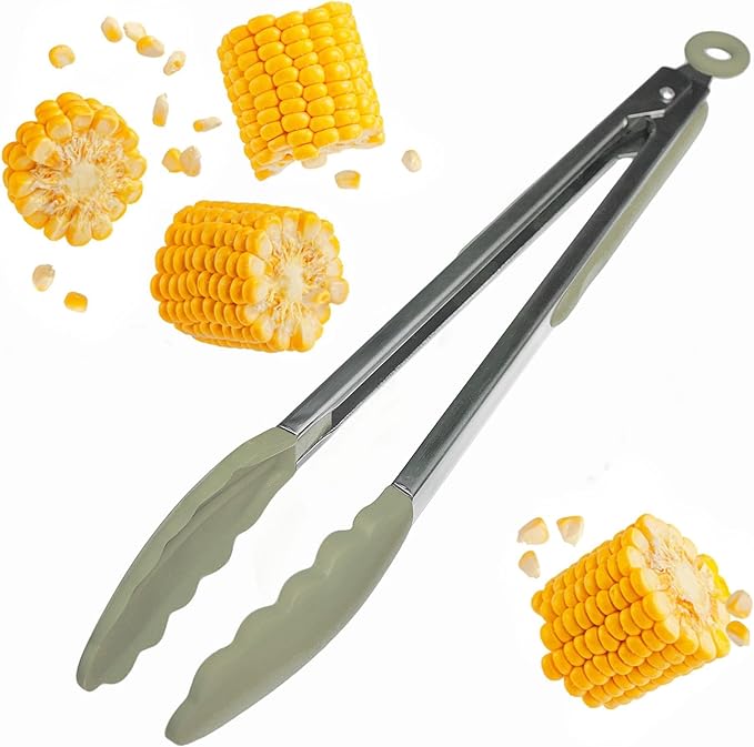 Starpack 'Get a Grip' Silicone Kitchen Tongs for Cooking 12 Inch - BBQ Silicone Tongs for Grill Heat Resistant to 600°F - Stainless Steel Utensils with Non Stick Rubber Tips for Serving Food