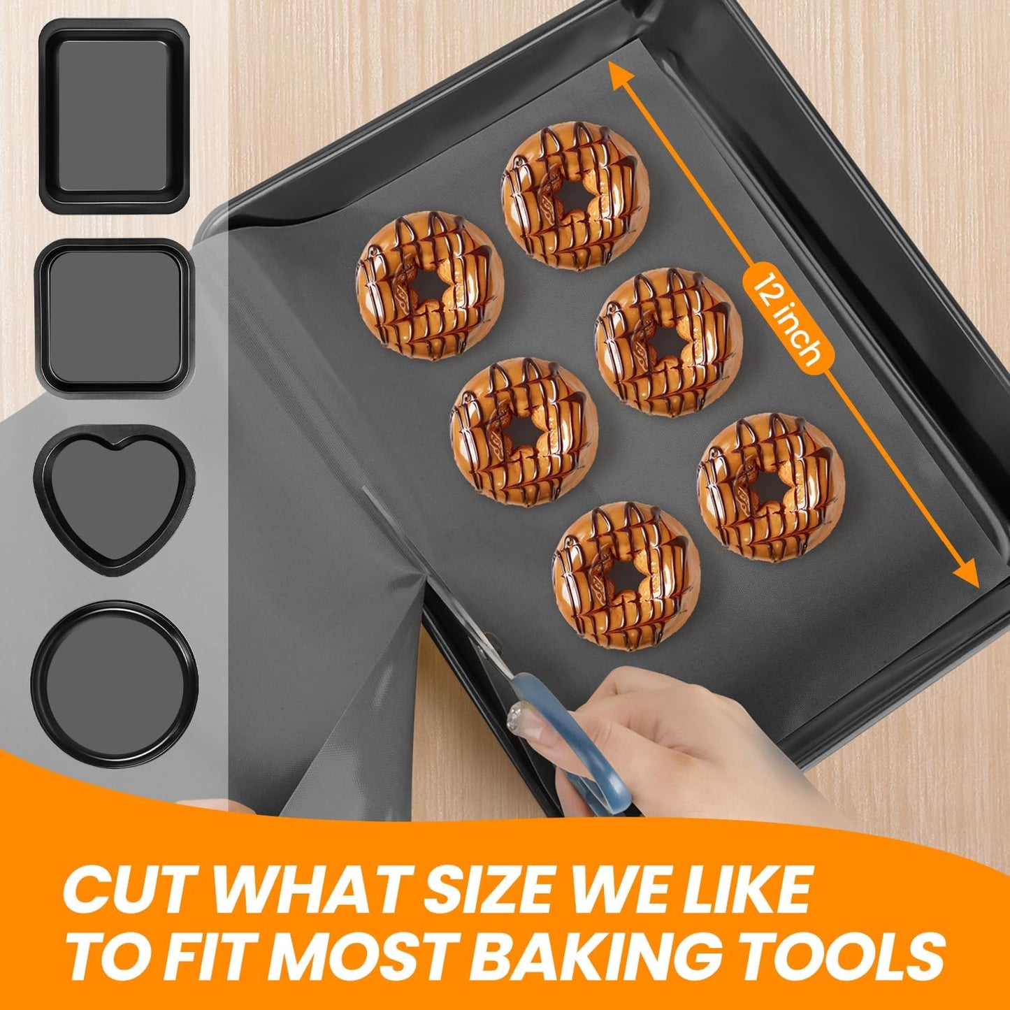 Silicone Baking Mat Roll -Cut to Size Silicone Mat - Non-Stick Pastry Mat for Dough Rolling, Non-slip Silicone Mat for Kitchen Counter, Reusable Air Fryer Linner, Oven Liner, Freeze Dryer Mat