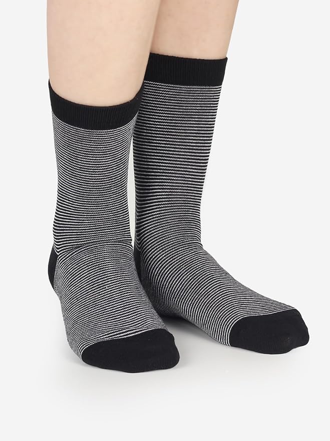 COTTON DAY Women's Soft Combed Cotton Dress Socks Seamless Toe Black White Gray Navy Blue Brown Beige