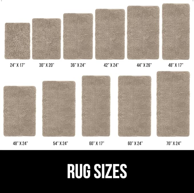 GORILLA GRIP Bath Rug Mat 70x24, Thick Absorbent Chenille, Quick Dry Microfiber Mats, Rubber Backing Washable Shower Floor Rugs, Bathmat Runner, US Designed Bathroom Home Decor Accessories Gray Beige