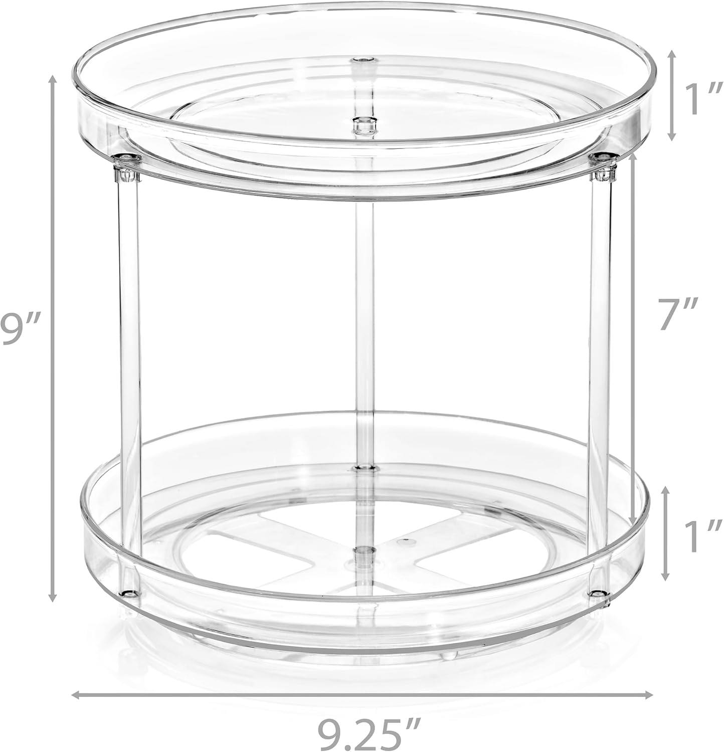 Sorbus 9 Inch Clear Lazy Susan Organizer Set, 2 Flat Turntable Organizer for Spice Organization for Cabinet, One 2 Tier Lazy Susan for Kitchen, Home, Office, Closet, Laundry Room Organization