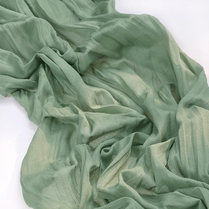 MLMC 3 Pack Sage Green Table Runner 10ft Rustic Boho Cheesecloth Table Runner Cheese Cloth Centerpiece Winter Decor 35x120 Inches for Wedding Bridal Baby Shower Decor