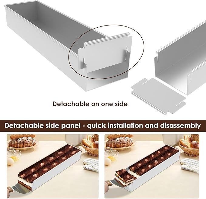 Rectangle Cake Mold, Aluminum Alloy Tiramisu Pan Cake Baking Tray, with Removable Frame Tiramisu Molds for Tiramisu Cheesecake Mousse