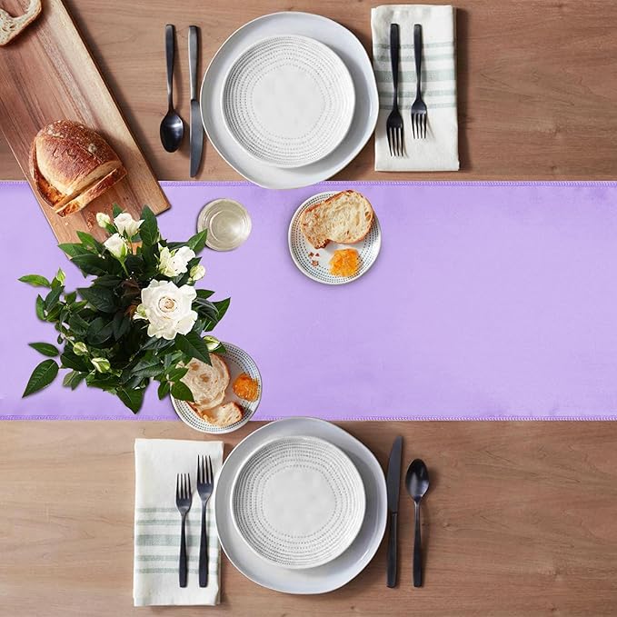 20 Pack Satin Table Runner 12 X 108 Inch Silk Table Runner for Party,Wedding, Birthday, Banquets,Decoration(Lavender)