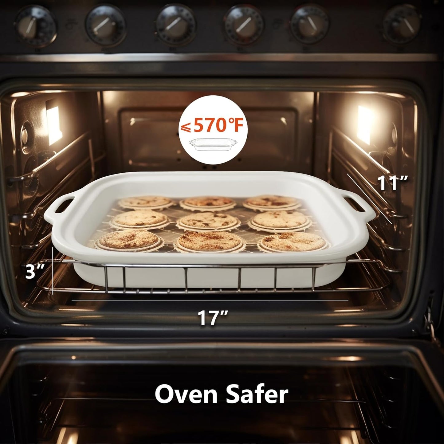 MAGNIFIQUE Small 4 Quart Casserole Programmable Slow Cooker with Ceramic Baking Dish - Perfect Kitchen Small Appliance for Family Dinners, Oven Safe and Durable Bakeware for Lasagna, Roasts (White)