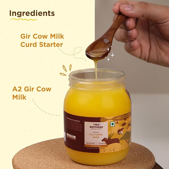 A2 Ghee Butter Organic Grass Fed from Gir Cow | Gut Friendly | Healthy Butter Alternative | Non-GMO, Lactose-Free, Keto Friendly – 2lb from Two Brothers Organic Farms