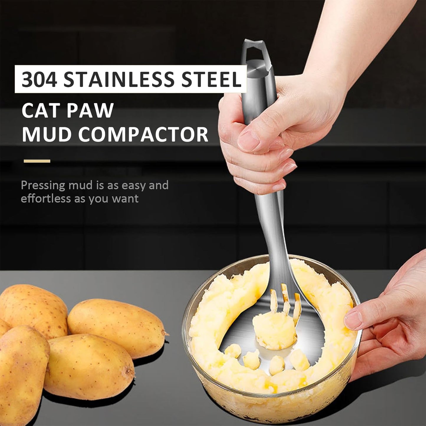 Mashed Potato Masher, Bean Smasher with Stainless Steel Handle, Heavy Duty Meat Masher Triturador de Papas para Pure, Suit for Potato, Guacamole, Fruits, Avocado, Bean and More