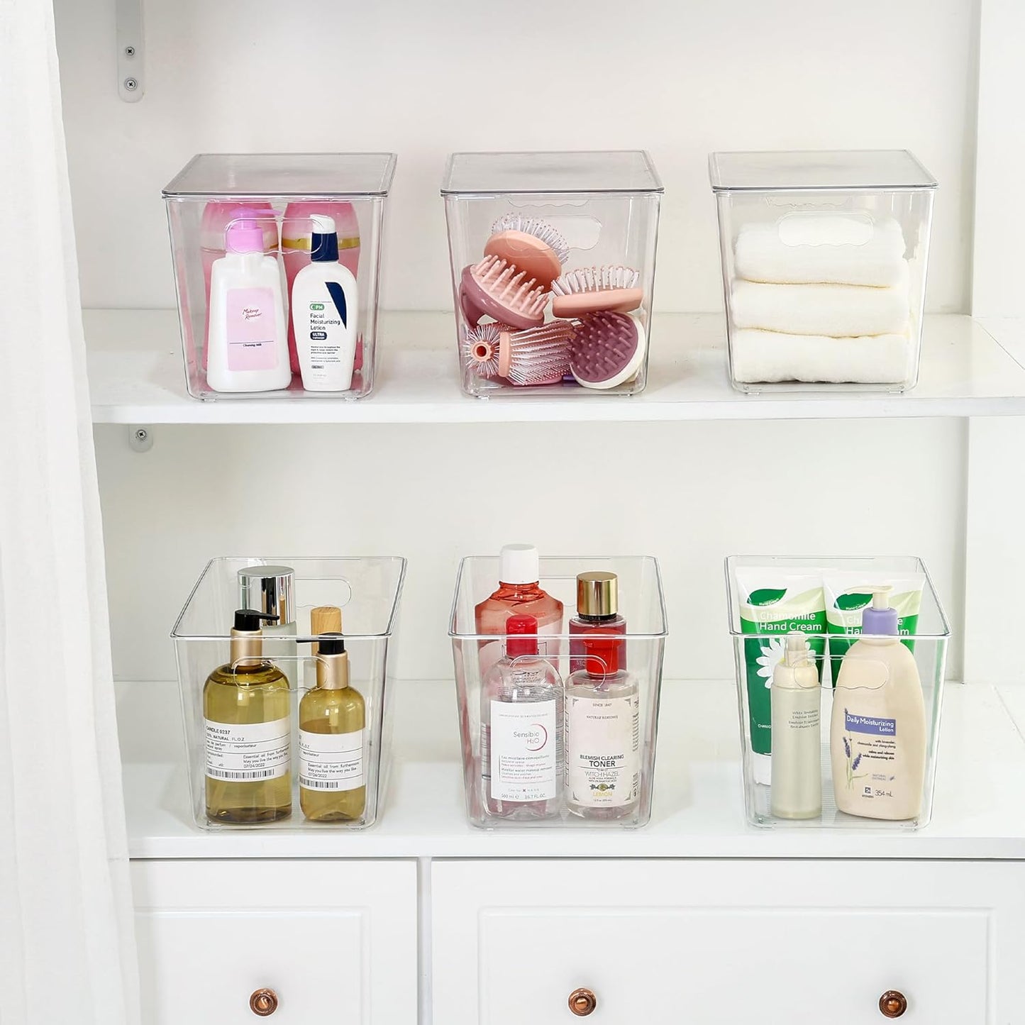 Vtopmart 10 Pack Clear Stackable Storage Bins with Lids,XLarge Plastic Containers with Handle for Pantry Organizer and Storage,Perfect for Kitchen,Fridge,Cabinet, Closet,Bathroom Organization