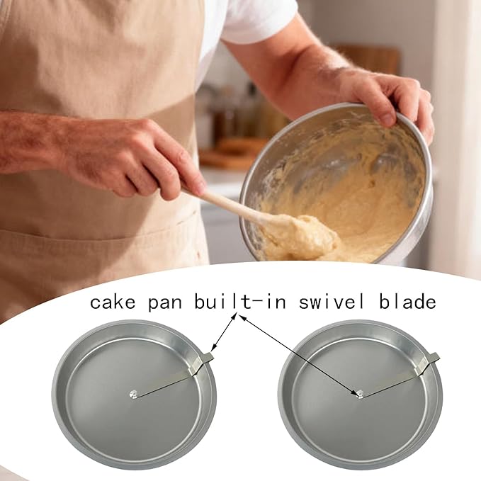 9.7" Easy Release Cake Pan For Baking, Cake Pan With Lever, CakePan With Swivel Blade, Quick Release Easy Out CakePan, Round Cake Baking Pans Tins, Non-Stick, Effortlessly Bake (1PC)