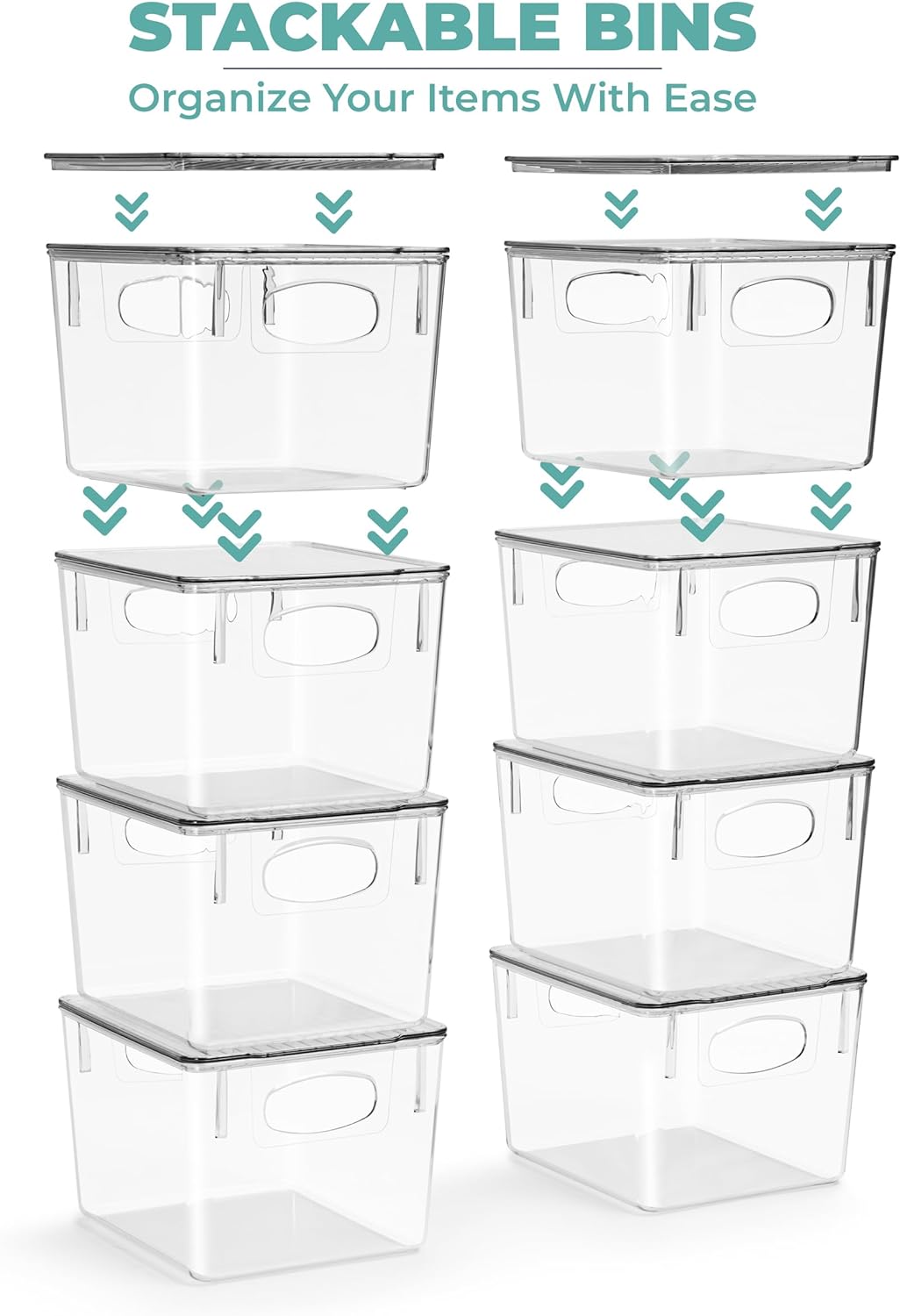 Sorbus Medium Clear Plastic Storage Bins with Lids, Clear Stackable Storage Bins, Clear Toy Storage Bins, Clothes, Medicine, Makeup, Closet, Art Supply, Bathroom, Shoe, Toy Storage Organizer (8 Pack)
