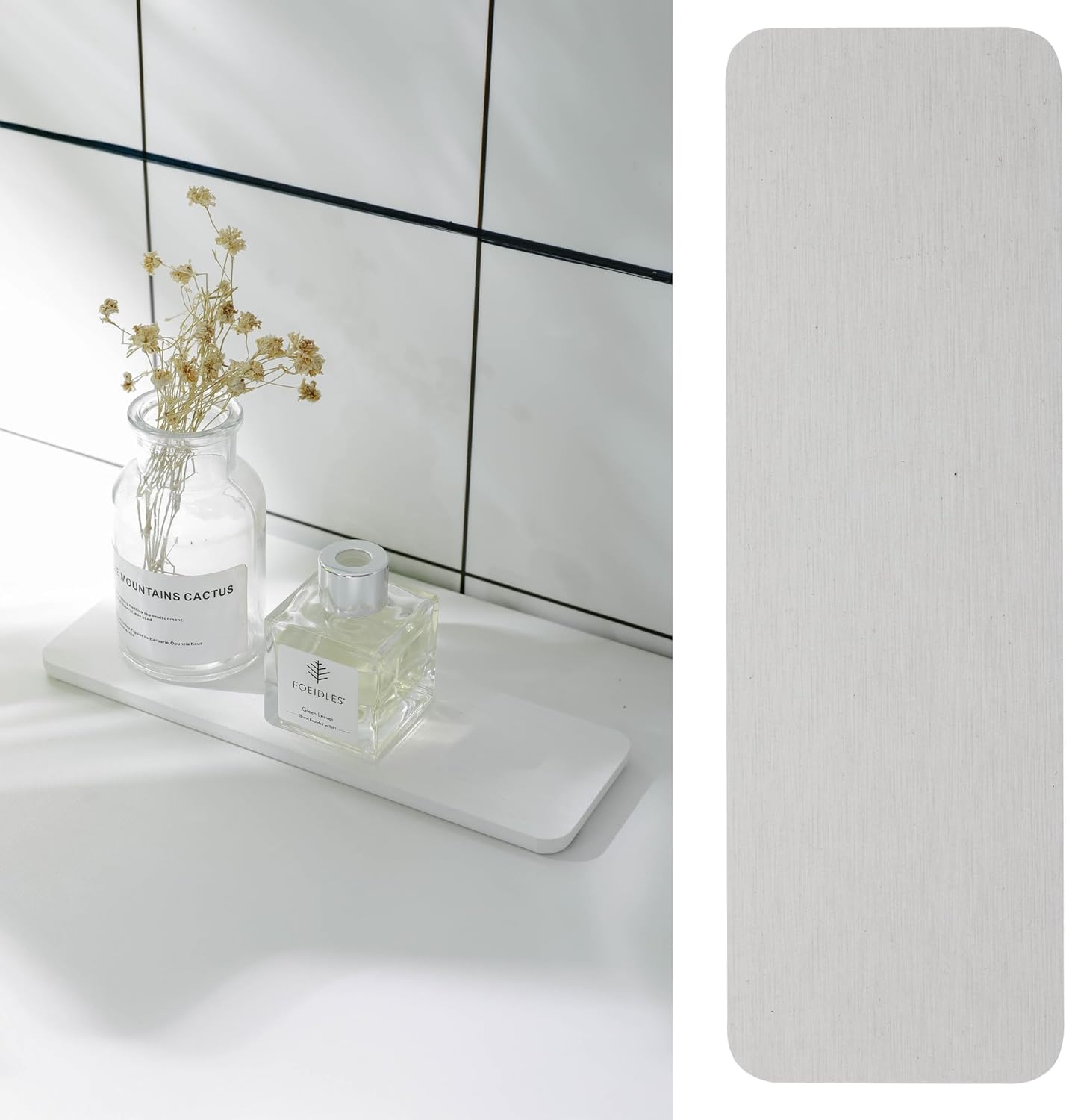 Set of 2 Water Absorbent Stone Trays, Kitchen/Bathroom Soap Dish, Instant Dry Sink Organizers Used for Hand Soap & Plants & Toiletries in The Modern Home