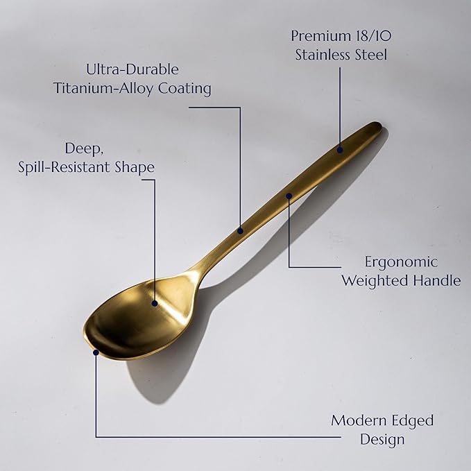 JazzUpCo Ava Flatware Flatware non toxic 18/10 stainless steel dishwasher safe (Matte Gold, 12 Person Set (60 Pieces))