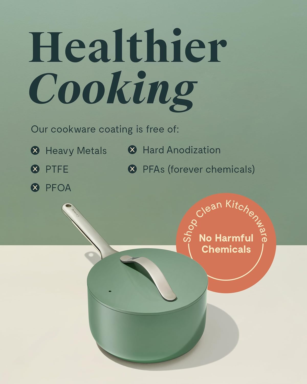 Caraway Nonstick Ceramic Sauce Pans with Lids (3 qt & 1.75 qt) - Non Toxic, PTFE & PFOA Free - Oven Safe & Compatible with All Stovetops (Gas, Electric & Induction) - Gray