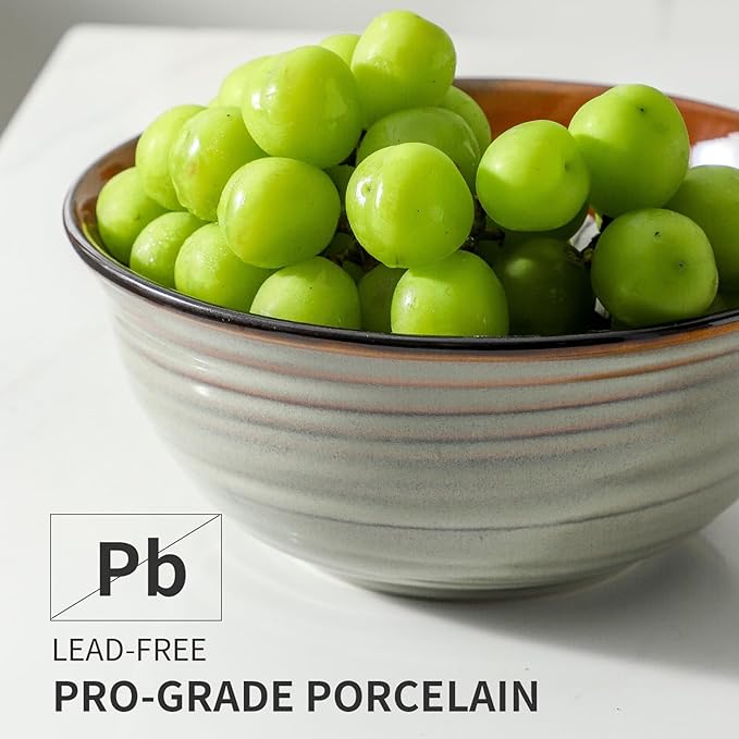 Mixing Bowls 65oz,Large Deep Ceramic Bowls for Prep, Baking,Salad, Pasta, Ramen, Popcorn,Serving Bowls for Baking, Cooking, Kitchen, Party，Dinner,Microwave & Dishwasher Safe Set of 2,Brown
