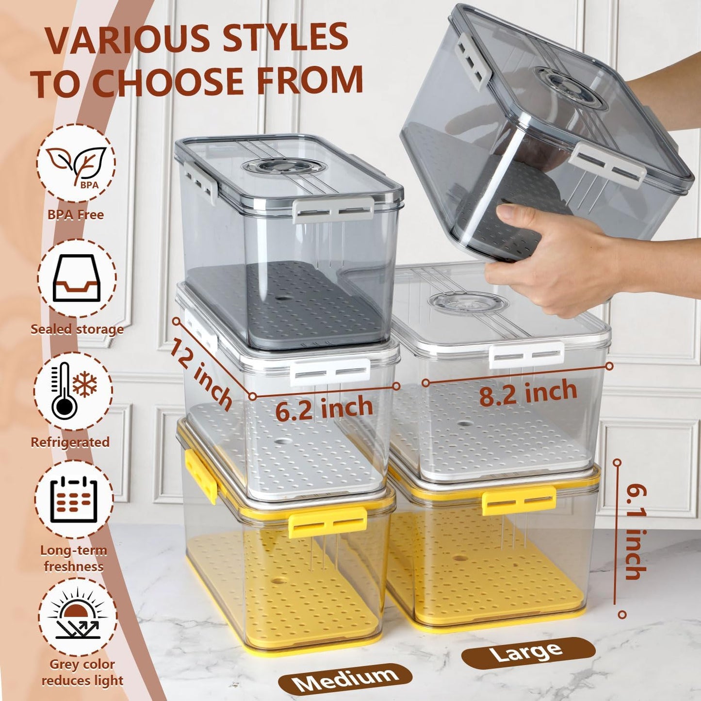 Clear Bread Box for Kitchen Countertop - Airtight Plastic Container for Fresh Bread Storage - Homemade Bread Saver Bin Keeper - Yellow