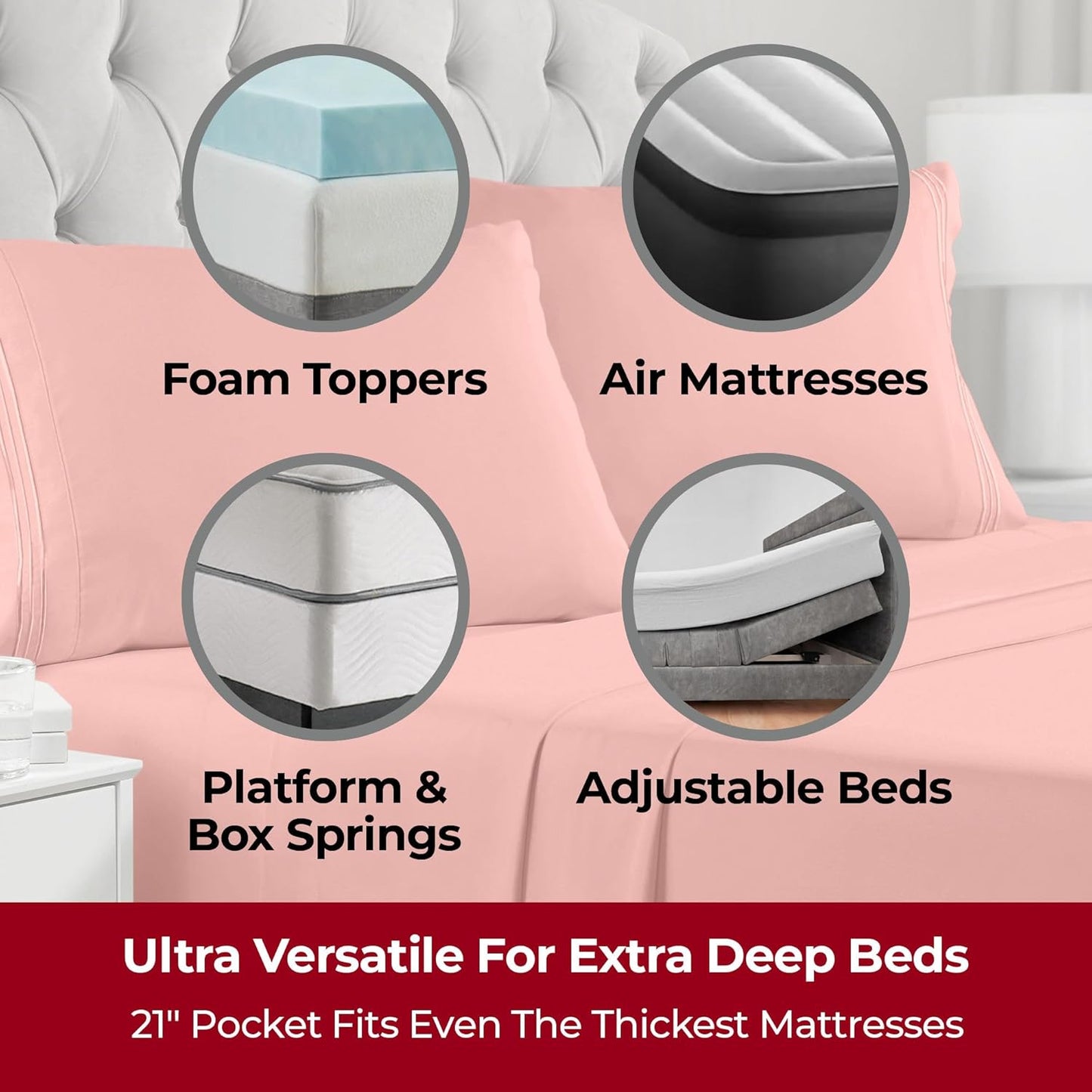 Mellanni Extra Deep California King Sheets - 4 PC Iconic Collection Bedding - Hotel Luxury, Ultra Soft, Cooling Bed Sheets - Wrinkle, Fade, Stain Resistant (Cal King, Coral)