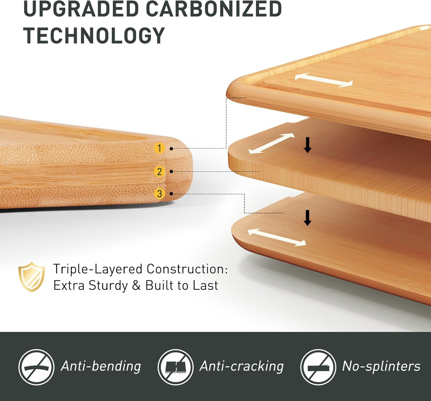 Bamboo Cutting Board Set Over Sink Non Toxic Wooden Cutting Boards Men Birthday Christmas Valentines Father Day Gifts Ideal from Wife Romantic Anniversary Best Cool Gadget Awesome Who Have Everything