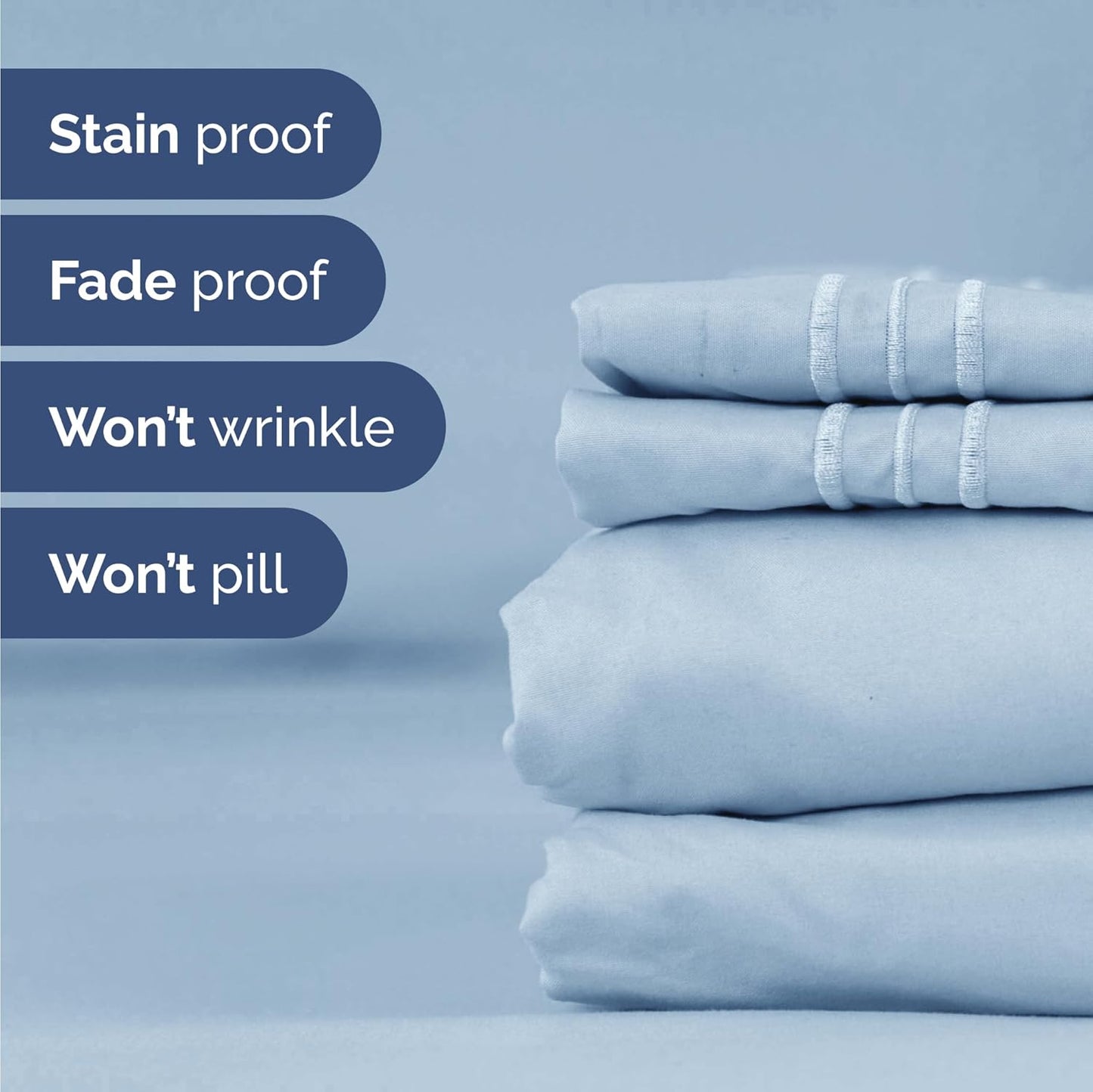 Twin Size 3 Piece Sheet Set - Comfy Breathable & Cooling Bed Sheets Set - Hotel Luxury Bedding for Women, Men, Kids, Teens, Boys & Girls - Deep Pockets, Ultra-Soft, Wrinkle Free - Oeko-Tex - Sky Blue