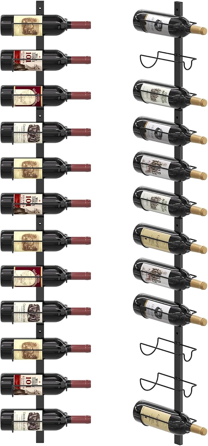 X-cosrack DIY 12 Bottles Wall Mounted Wine Rack, Detachable Wine Storage Organizer, Used Alone or A Set of 4, Wall Wine Display, for Kitchen, Dining Room, Bar, Wine Cellar