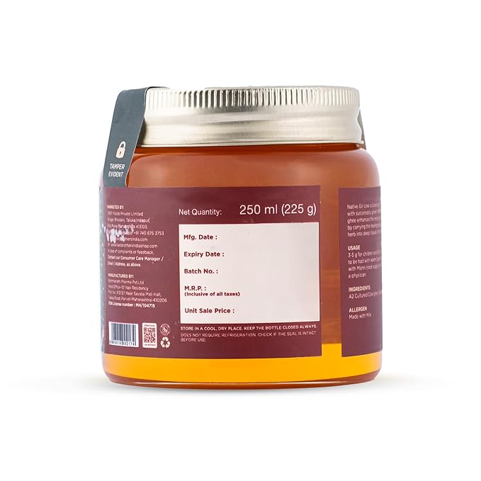 TWO BROTHERS ORGANIC FARMS Amorearth Natural A2 Cultured Shatavari Ghee, Desi Gir Cow, Cultured And Handmade 250 ml (Pack Of 1)