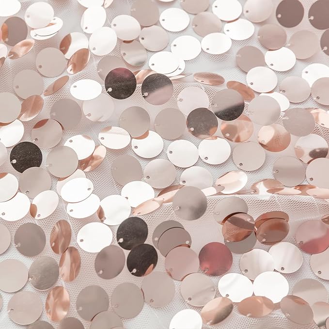 12 x 108 Inch Rose Gold Sequin Table Runner Glitter Rectangle Big Sequin Table Runner for Wedding Party Birthday Christmas Halloween Decoration (1 Pack)