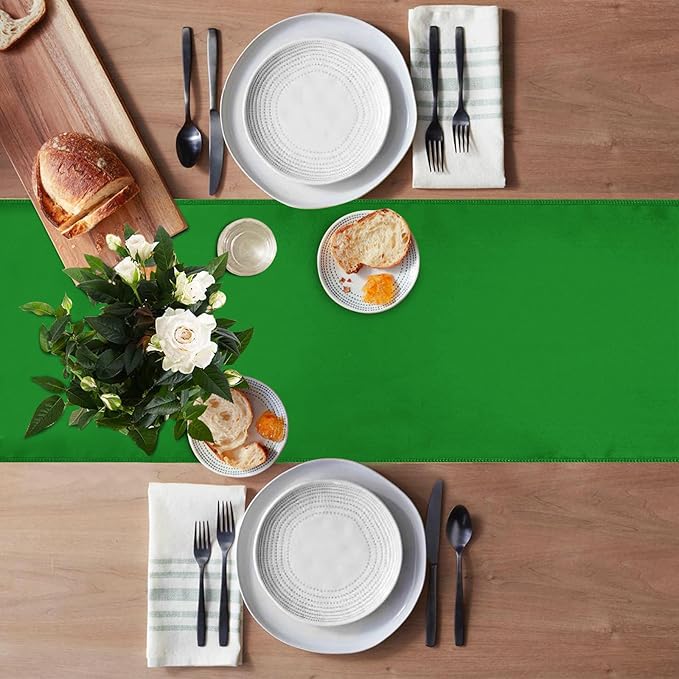 10 Pack Green Table Runner 12 X 108 Inch Silk Table Runner for Party,Wedding, Birthday, Banquets,Decoration