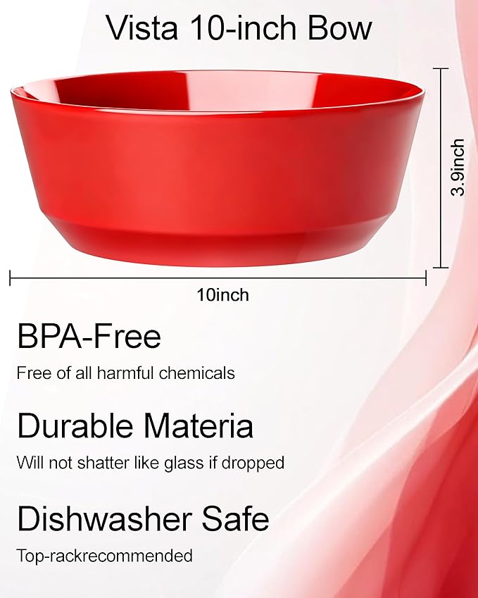 Hioasis 8 Pack Plastic Serving Bowls 128oz Red Plastic Bowls Heavy Duty Disposable Serving Bowls for Party Snack & Salad & Candy & Bar Buffet & Pool Party