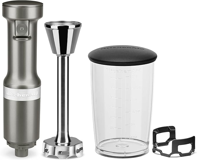 KitchenAid 13-Cup Food Processor, Black Matte & Variable Speed Corded Hand Blender KHBV53, Contour Silver