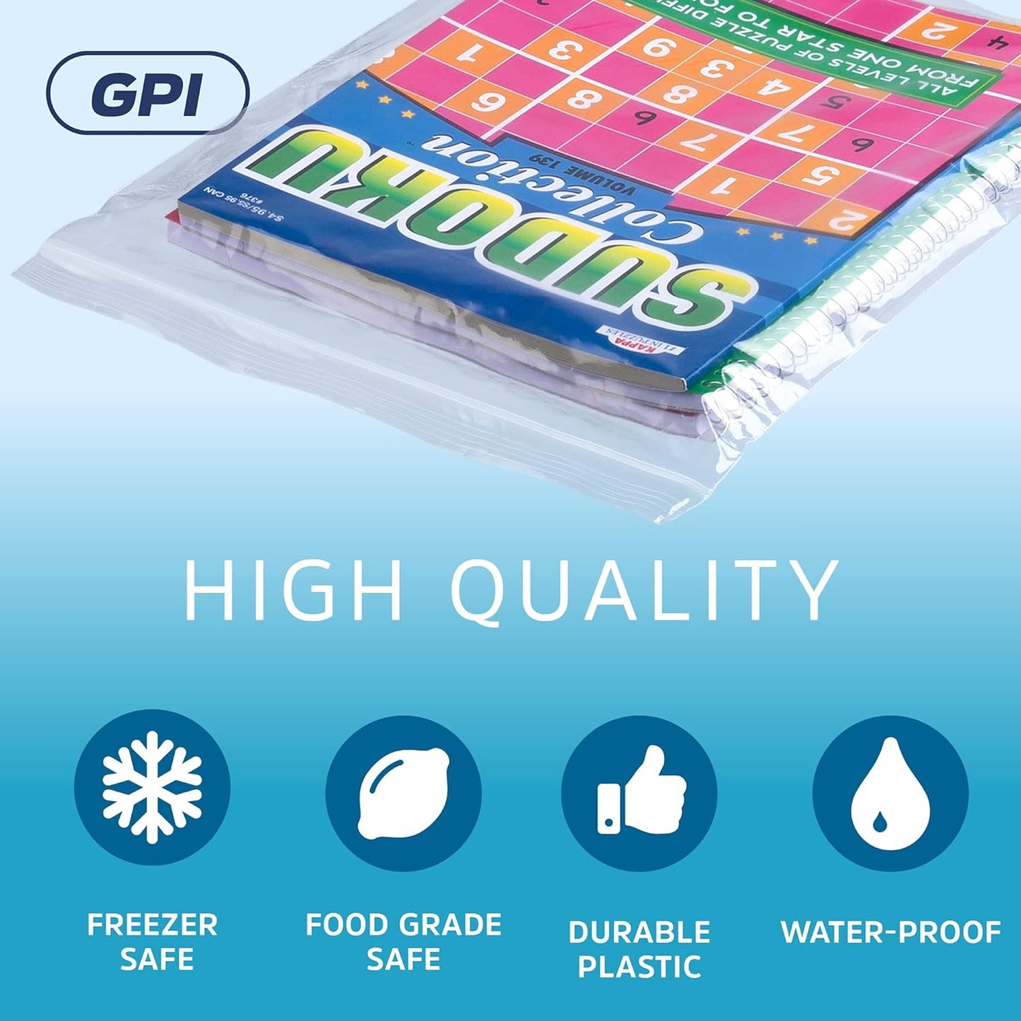 GPI - 10" x 14", Case of 1000, Clear Plastic Reclosable Zip Bags, 2 Mil Thick, Zip Poly Bags with Resealable Lock Seal Zipper For Food, Apparel, Shirts, Household, School & Office Supplies
